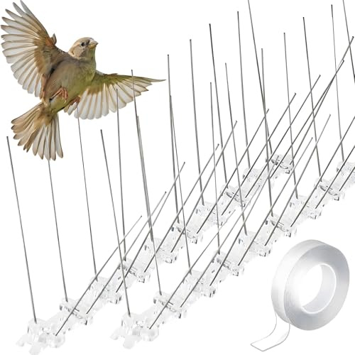 XIMEY Pinchos Antipalomas, 10 Piezas x 25cm Pinchos Palomas Acero Inoxidable, Pinchos para Palomas, Espanta Palomas, Ahuyentador Palomas, Antipalomas para Cuervos, Gorriones, Pájaros, Gatos-2.5M