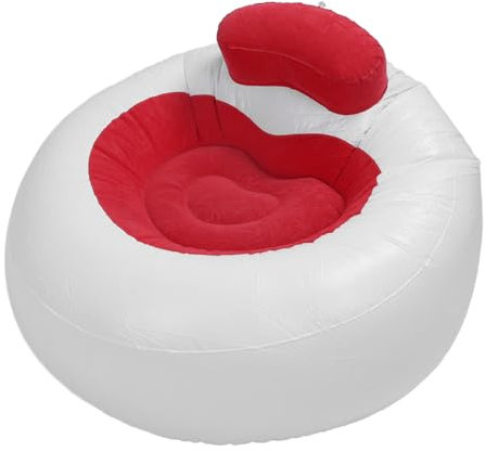Fockety Aufblasbare Couch, Tragbarer Aufblasbarer Stuhl, Zusammenklappbares Aufblasbares Liege-Luftsofa, PVC-Beflockung Loving Heart Blow Up Liegestuhl für Zuhause, Outdoor, Camping (Rot)