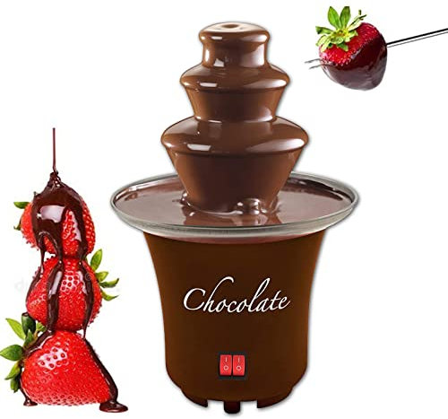 Fuente de chocolate, máquina de fusión eléctrica de 3 niveles Mini fuente de fondue de chocolate, fácil de montar, ideal para fiestas de cumpleaños, buffet, reuniones familiares
