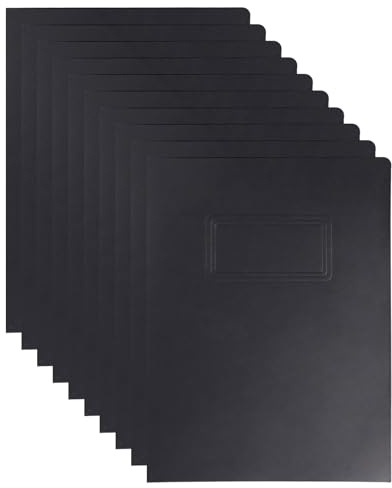 Lot de 10 Chemise Cartonnée avec Rabat à Deux Pochettes,Dossier Carton A4 Pochette de Classement en Papier Kraft,Pochette de Fichier Rapport,Chemise de Presentation pour Scolaire Bureau (Noir)