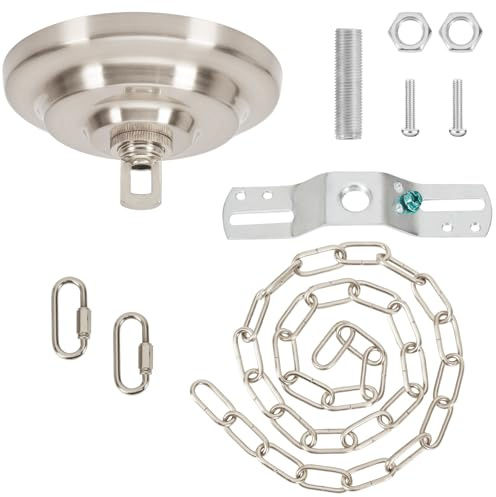 SHENGQINGTOP Heavy Duty Light Fixture Canopy Kit 5.3 Inches Diameter & 5.9 Feet Chain Ceiling Mounting Hardware for Pendant Light, Chandelier or Swag Light Fixtures, Brushed Nickel