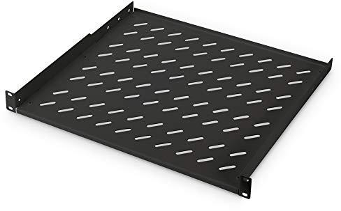 Koscom Connect Fachboden für Netzwerkschrank 19 Zoll I Server Rack Ablage | 1 HE Server Rack Ablagefach 483x400x45 mm I zum Festeinbau I Perforiertes Lochblech I Traglast 25 kg (Schwarz, 400 mm)