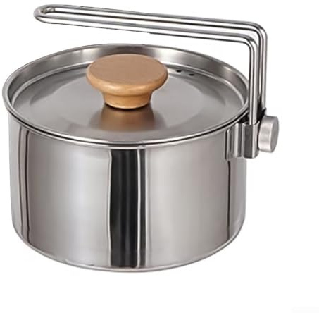 Bouilloire de camping en acier inoxydable 1 L et casserole pour la cuisine en plein air, design pour la randonnée et les pique-niques