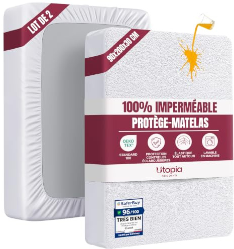 Wasserdichter Matratzenschoner 90 x 200 x 30 cm, matratzenschutz (2er Pack)