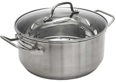 AltoBuy Faitout en INOX avec Couvercle en Verre 28cm INOX, Tous Feux, Lave-Vaisselle, Cuisson Homogène