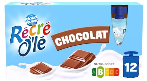 MONT BLANC – Goûters Laitiers au Chocolat Onctueux, Plaisir Récréatif en Gourdes 12x85g - Le lot de 3