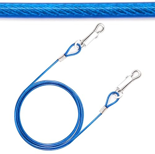 1 cable de amarre para perros de 1,8 m, cubierta de PVC, resistente, cadenas de perro para uso en exteriores con estaca de anclaje, cables de entrenamiento - Ideal para perros pequeños y medianos (6