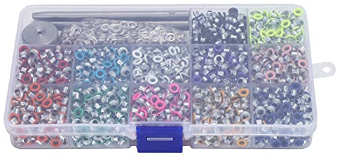 AKLOSIPY Kit Métallique Vibrant avec Outil de Punch pour la Perforation du Vêtement de Bricolage -dans une Boîte de Rangement pour les Projets d'artisanat