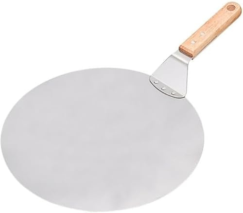 YTACPN Pelle à pizza, Pelle à pizza ronde en acier inoxydable de 12 pouces, pelle à pizza en bois