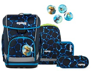ergobag Schulranzen-Set cubo Light Set Bärassic Garden - Hellblau
