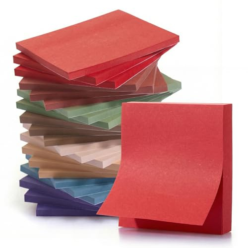 KIFZM 24 Pads Sticky Note Pads, Self-Stick 76 x 76 mm, 3 x 3 in Self-Adhesive, Square, for Presentations, Office, Home, Notebook (Vintage Colors)