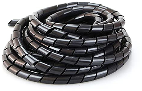 Guaina Per Cavi Elettrici Flessibile 1roll Wire Avvolgimento Wipe Bianco/Nero Avvolgibile Spirale Tubo For Manicotto PE 4mm-30mm Cavo Ignifugo Fiamma Protettivo Flessibile(Black,10mm 10Meters)