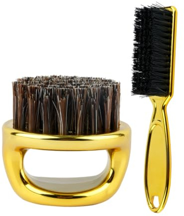 CLISPEED Juego De 2 Cepillos Antipolvo Cuello, Diseño Ergonómico De Anillo, Cerdas Suaves Para Limpieza De Pelo Suelto y Barbas, Herramienta Profesional Para Barbería y Cuidado Personal
