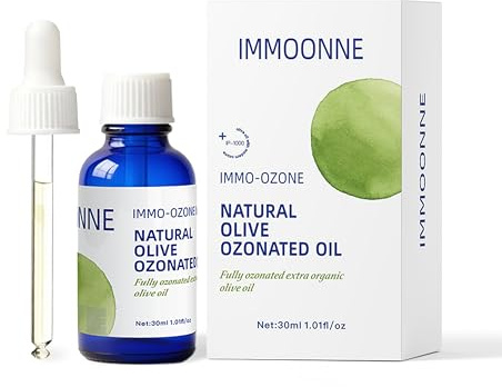 IMMO Ozonated Olive Oil - Organic & Nature for Skincare, Rich in Reactive Oxygen, 100% Pure Ozone Oil for Face & Body Care, Glass Dropper Bottle, 1.01 fl oz / 30 mL