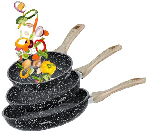 HOMELUX Antihaft Pfannenset 3-teilig Induktion, Bratpfanne 20/24/28cm