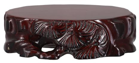 Homoyoyo Wooden Root Carved Oval Display Stand Base for Vases and Statues | Brown Wood, Indoor Home Decoration Accent, Artistic Natural Design with Vintage Oriental Craft Styling