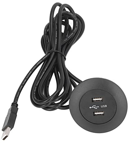 USB-Durchgang, 5 V, 1 A, Dual-USB-Ladebuchse, Unterputz-Handy-Ladeanschluss mit 2,5 m Kabel für Zuhause, Sofa, Liegebett (Schwarz)