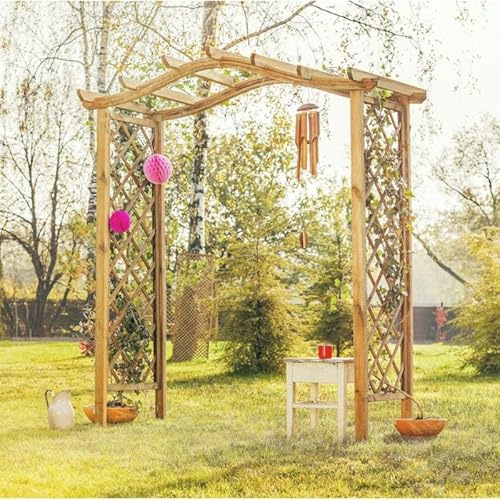 Pergola DIVIA. Arche de Jardin en Bois avec Treillis Double