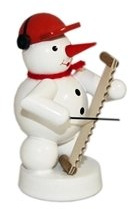 Rudolphs Schatzkiste Weihnachtsdekoration Schneemann mit singender Säge Höhe 8cm NEU Schnee Eismann Winterfigur Winterdekoration Figur Holz Seiffen Erzgebirge Holz Dekoration Weihnachten