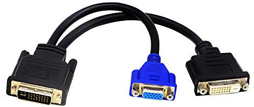 zdyCGTime Wyse DVI-I Splitterkabel (DVI-I (24+5) Stecker auf DVI-D (24+1) und VGA (HD15) weiblich, vergleichbar mit Wyse DVI Digital Y-Kabel (10 Zoll) DVI-I to DVI-D and VGA