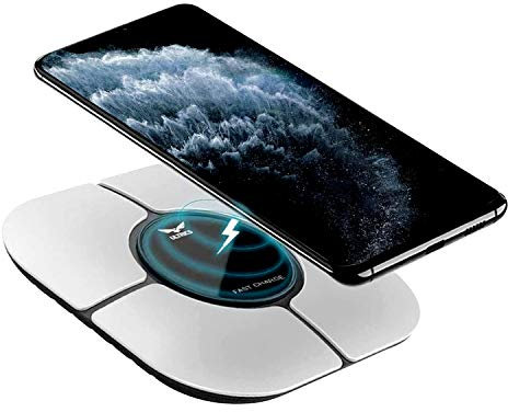 ULTRICS Fast Wireless Charger, 10W Quick Charge Qi-Certified Ultra Slim Charging Pad Compatible with Apple iPhone X/XR/XS Max, Samsung Galaxy S10/S9 Note 9/8 Sony LG Nexus Lumia and More – Silver