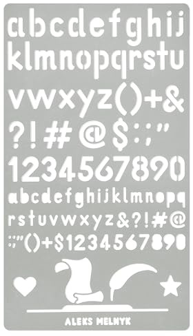 Aleks Melnyk #34.3 Pochoir Metal Alphabet pour Peinture, Pyrogravure sur Bois, Lettres, Gabarit, Stencil Journal, Pochoirs Loisirs Creatifs, Chiffre Vintage, Scrapbooking, Pochoire Petite Taille