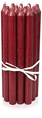 LUMELY dänische Premium Stabkerzen Bordeaux, 12er Pack, Höhe 29cm, Ø 2,2cm, Brenndauer ca. 14 Stunden, zylindrische Leuchterkerzen, Deko Kerzen Set, Kerzen Skandinavisch
