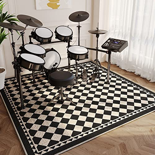 EYZO Drum Teppich - Schlagzeug Teppich - 120CM*80CM - Schwarz - Rutschfest - Klassisch - Schallschutz - Schallschutzmatte - Drum Rug