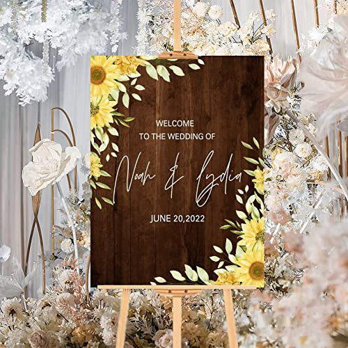 Rustikales Holzschild für Hochzeiten, Sonnenblume, braunes Holz, Hochzeit, Willkommensschild, personalisierbar, für Hochzeit, Party, Empfang, für Verlobung, Hochzeit, Party, Dekorationen,