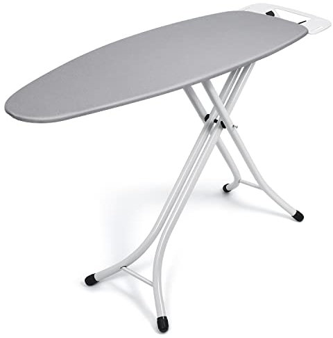 Duwee Bügelbrett extra groß mit großer Dampfbügelablage, hitzebeständiger Bezug mit extra Dicker Filzpolsterung, verstellbare Höhe, schwere stabile Beine und faltbar, 124 x 43cm