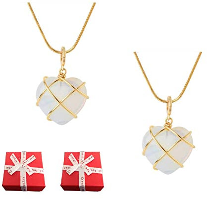 lesulety Rosenquarz Kette Freundschaftskette Für 2 Mädchen BFF Ketten Mit Herz Anhänger Best Friends Kette,2