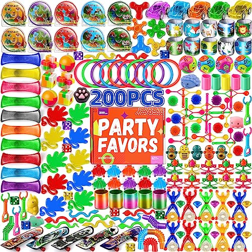 AmyBenton Relleno Piñatas de Cumpleaños Infantil, 200 Pcs Favores de Fiesta para Niños, Juguetes de Fiesta a Granel para Cumpleaños, Premio a Salón de Clases, Relleno de Piñata