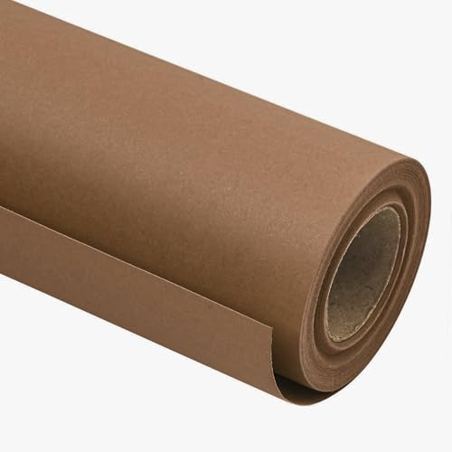 RUSPEPA Rotolo Di Carta Kraft - 44,5 Cm X 10 M - Carta Riciclabile Perfetta Per Avvolgere, Artigianato, Imballaggio, Rivestimento Del Pavimento, Paglioli, Pacchi, Runner, Marrone Cioccolato