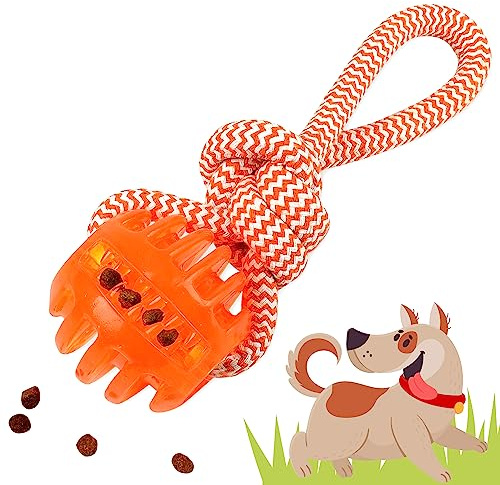 rootsnoot Palla da lancio con corda | denti extra – delicato | giocattolo di tiro (neon – arancione)