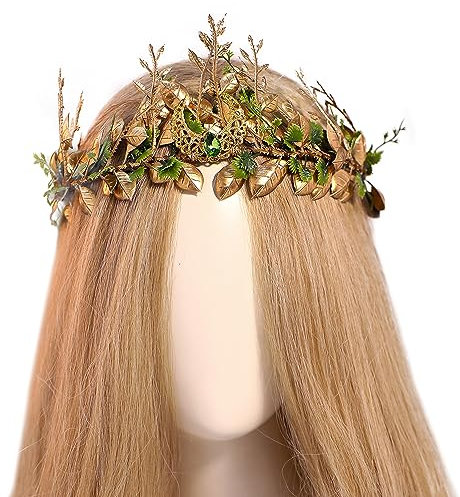 MOSTORY Copricapo pasquale da fata, fatto a mano, con corona di elfo, per ragazze e donne, in metallo, decorazione da principessa per servizi fotografici, cosplay, Halloween, rinascimentale