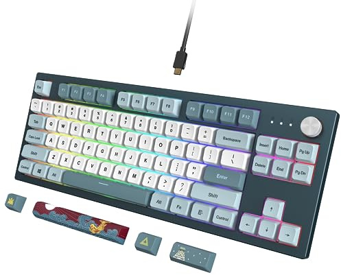 Montech MKey TKL Mechanische Gaming-Tastatur: anpassbare RGB-LED, Premium-MDA-Profil-PBT-Tastenkappe, Hot-Swappable Gateron G Brown Pro 2.0 vorgeschmierte Schalter, Osaka Castle Theme, Freiheit