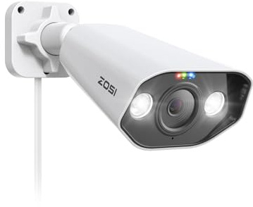 ZOSI 4K Telecamera PoE, 8MP Videocamera Esterna, Audio Bidirezionale, Visione Notturna a Colori, Rilevamento AI di Persone/Veicoli, Funziona solo con nostro NVR PoE C1828Y