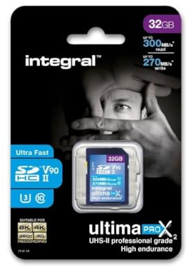 Integral Scheda di memoria professionale ad alta velocità SDHC da 32 GB UHS-II V90 fino a 300 MB in lettura e 270 MB di scrittura