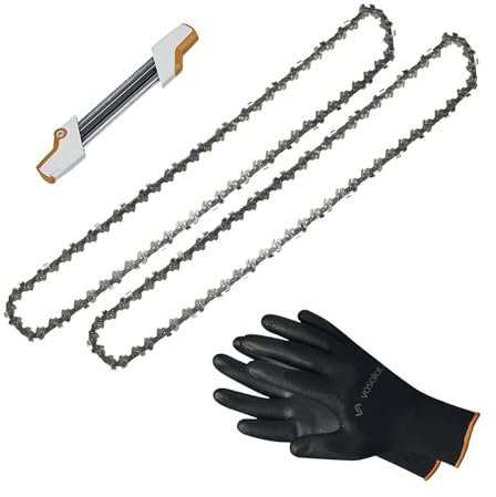 Kettensäge Zubehör - 2x Sägekette 30cm Picco Micro 3 Ersatzkette + 2in1 Feilenhalter mit Feile 4mm