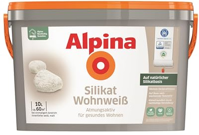 Alpina Silikat Wohnweiß – mineralische Innenfarbe in Weiß – 10 Liter
