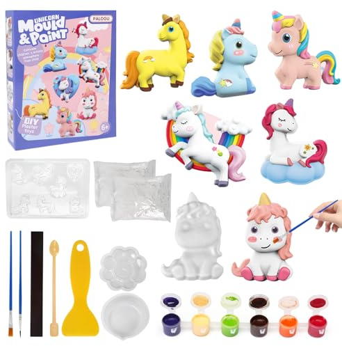 LEADSTAR Einhorn Bemalen Set, Kunst und Handwerk Gips Bastelset Malen Set für Kinder 6 7 8 9 10 11 12 Jahre, Kreativ Basteln Spielzeug Kindergeburtstag Geschenk für Mädchen Jungen 6-12 Jahre (A)