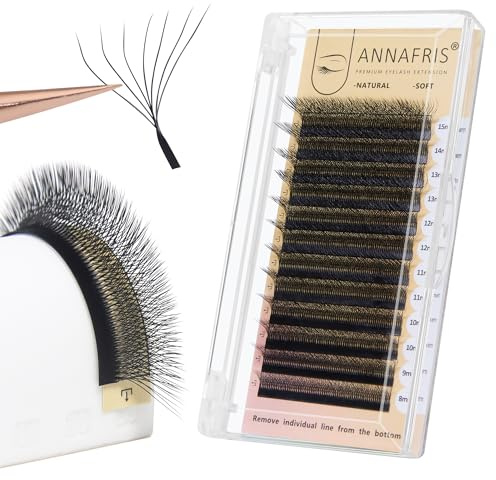 ANNAFRIS Wimpern Extension 7DW 8-15mm 0.07C Premade Fan W Lash Vorgefächerter Fertige Fächer Wimpernverlängerung 7d Russian Volumen Eyelash(0.07C 8-15mm)