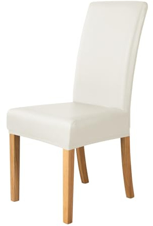XHDZSW Esszimmer Stuhlhussen | PU Leder Stuhlbezug | wasserdichte Stretch Esszimmer Stuhlüberzug | Stretch Stuhl Husse | Stuhlhussen Stuhlschoner Abdeckung (Weiß,4)