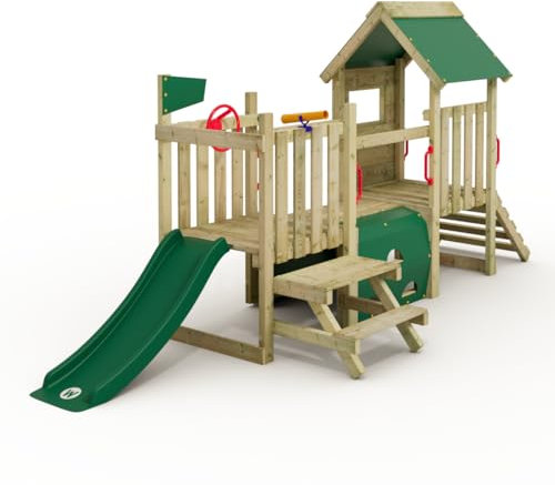 Wickey My First Playground 1 Kleinkind Spielturm, Klettergerüst, Garten Spielgerät für Kinder aus impregniertem Massivholz mit grüner Rutsche und grüner Plane
