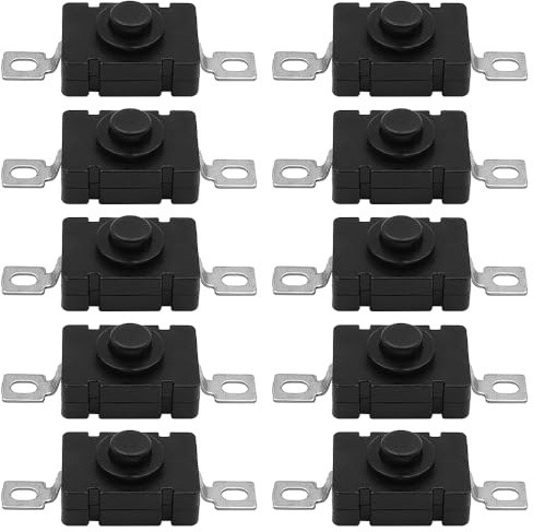 CENPEK 10 Pezzi Interruttore a Pulsante autobloccante KAN-28 per Torcia Tipo SMD Interruttore Mini Interruttore (Perno Piatto con Foro)