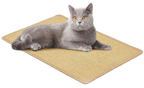 KARAT Kratzmatte für Katzen - Sisal Kratzteppich, Kratzpads, natürliche Sisalmatte - robust & strapazierfähig (Natur, 40 x 60 cm)