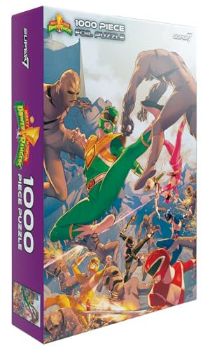 Super7 Mighty Morphin Power Rangers Grouped Puzzle - 1,000 Piece Power Rangers Puzzle Classic TV Show Collectibles