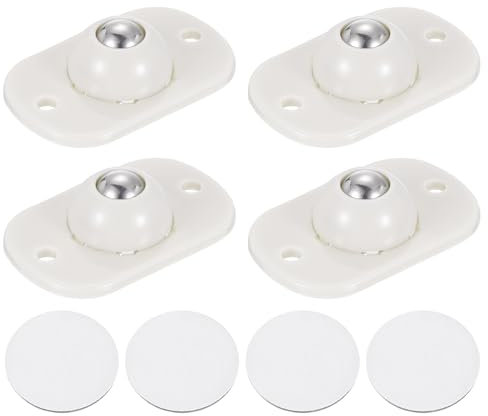 sourcing map 4Pcs Self Adhesive Caster Wheels, 360° Swivel Mini Caster Wheels Rectangle Universal Appliance Rollers with Ball Bearings for Furniture Storage Box Trash Can, White