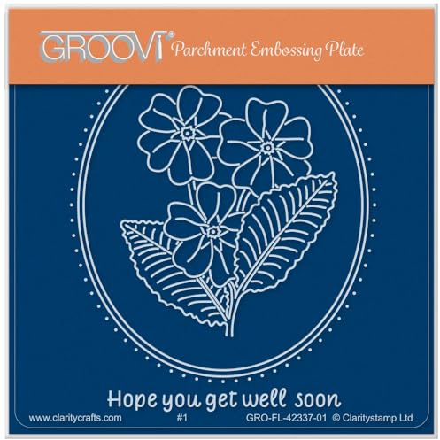 Groovi - Get Well Soon Primrose A6 Square Groovi Plate by Clarity Stamps