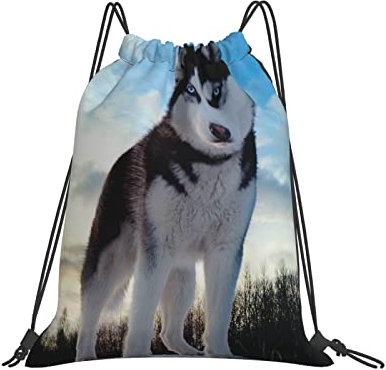 Beutel Sibirischer Husky Gym Bag Waschmaschinenfest Turnbeutel Mit Kordelzug Multifunktionaler Rucksack Mit Kordelzug Für Schwimmen, Outdoor, Strand, 36X42Cm